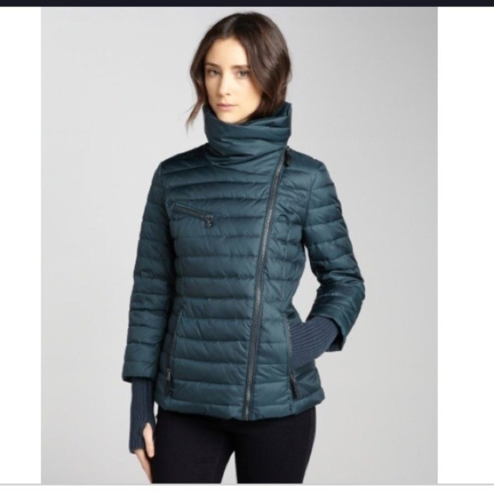 Marc New York Andrew Marc Teal Asymmetrical Zip Down Puffer Jacket‎ XS